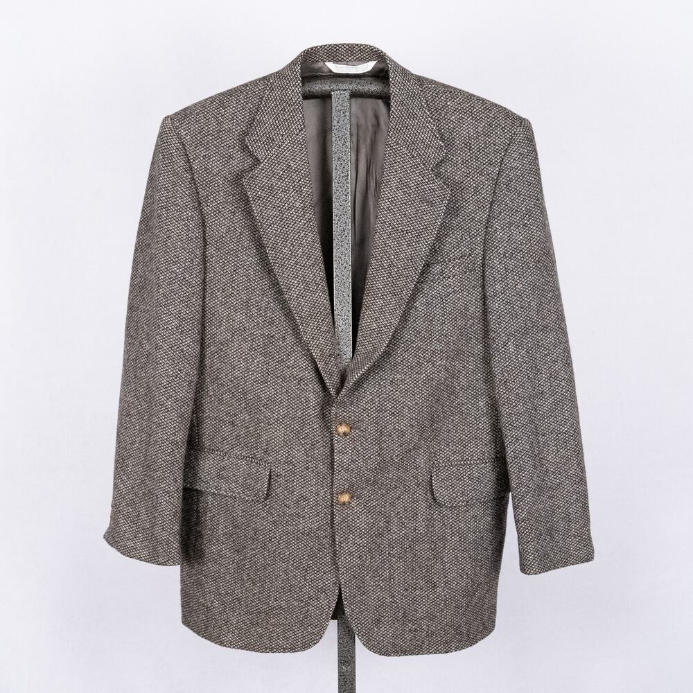 Vintage Lands' End Birds Eye Tweed Sport Coat Blazer Lambswool Men's Size 41L